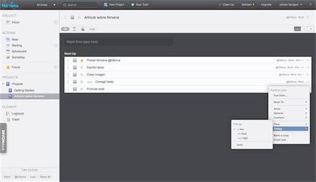 ✓ El Nirvana de las tareas Pantalla de Nirvana