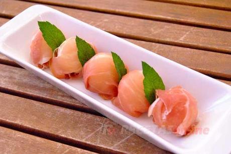 Bombones de melón con jamón - Recetas de cocina RECETAS online