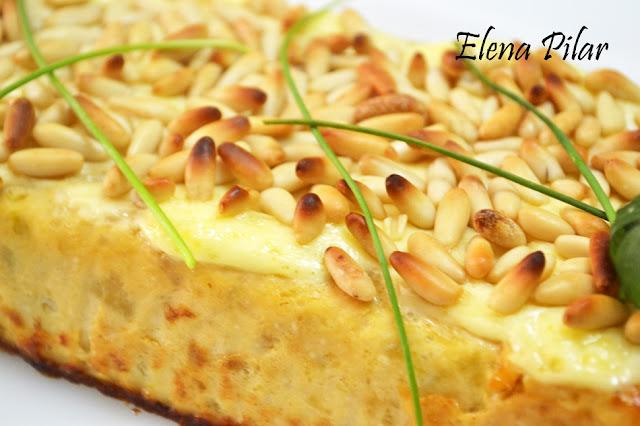 Pastel de Calabacín con gratinado de Piñones (Thermomix)