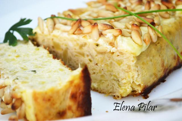 Pastel de Calabacín con gratinado de Piñones (Thermomix)