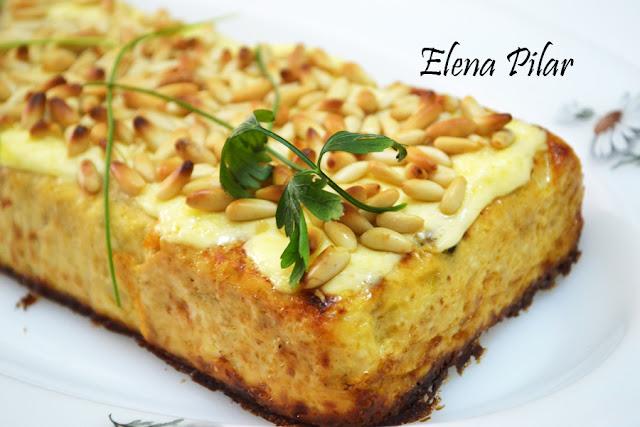 Pastel de Calabacín con gratinado de Piñones (Thermomix)