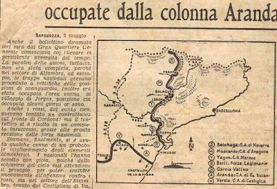 Mapa de la situación de la guerra civil española en 1938