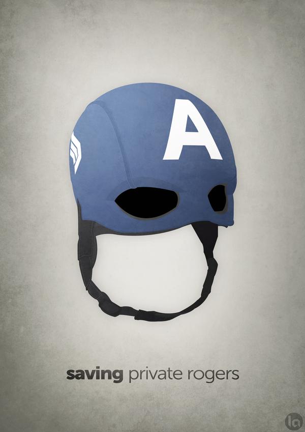 Interesantes posters-mashup de estilo minimalista: ‘Capitán América-Salvar al soldado Ryan’, ‘Magneto-El Padrino’,'Wolverine-Kill Bill’…….