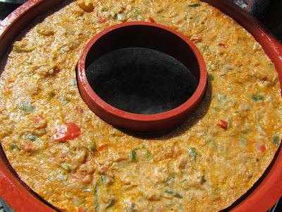 Corona de pisto y gambas