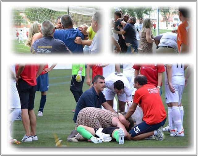 TAVERNES-SILLA: MAS IMÁGENES DE LAS VERGUENZAS DEL FÚTBOL (PORTERO SALE DEL CAMPO PARA DEFENDER A SU MADRE Y CAE DESPLOMADO POR ATAQUE DE ANSIEDAD)