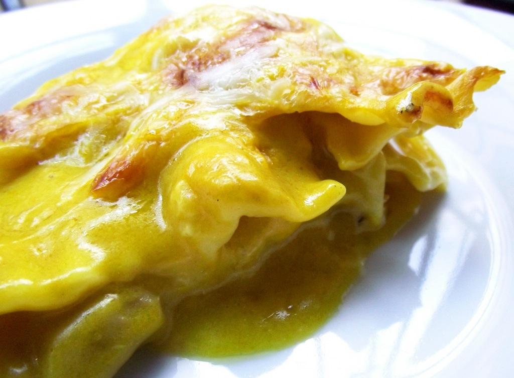 ¡Lasagna ahogada en crema de auyama!