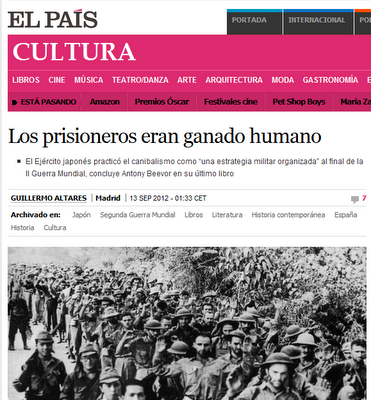 SEGÚN EL HISTORIADOR A. BEEVOR EL EJÉRCITO JAPONÉS PRACTICÓ EL CANIBALISMO CON PRISIONEROS AL FINAL DE LA II GUERRA MUNDIAL