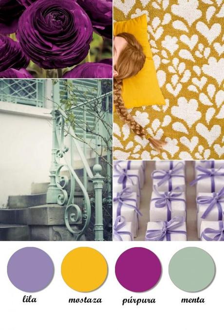 Colour Board. Mint, purple, violet, purple