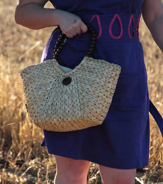 Look  vestido azul y fucsia