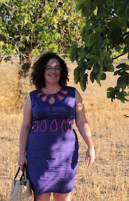 Look  vestido azul y fucsia