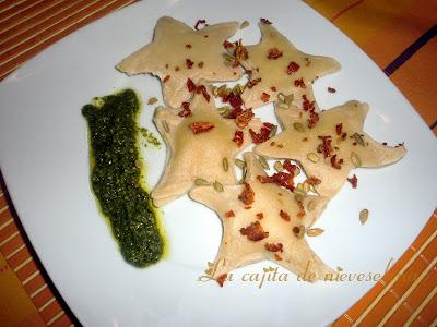 Estrellas de setas, queso y pipas