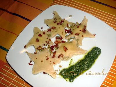 Estrellas de setas, queso y pipas