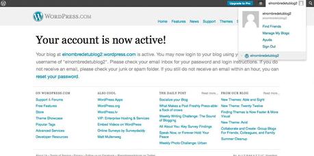 cuenta wordpress activa