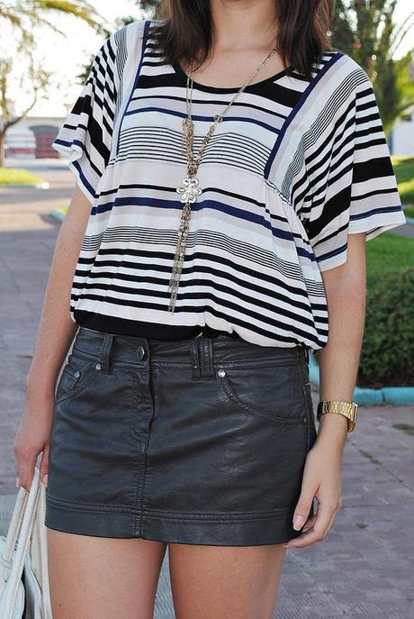 Look of the day: Stripes & Leather lovelystyle1 (2)