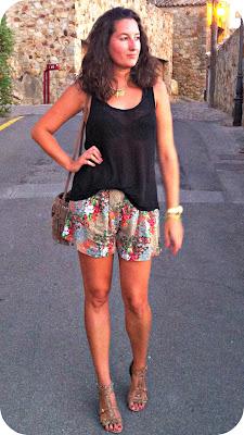 SHORT FLORAL + JERSEY CALADO