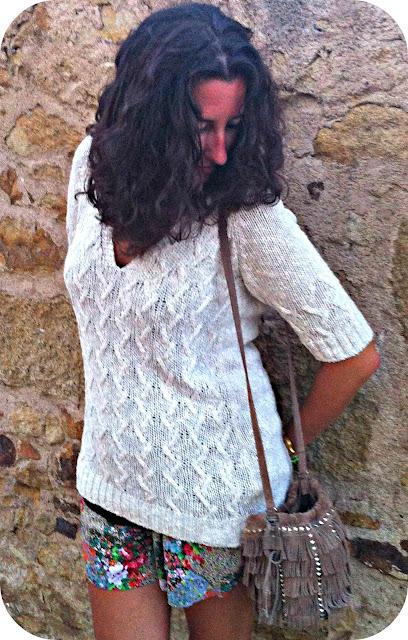 SHORT FLORAL + JERSEY CALADO