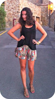 SHORT FLORAL + JERSEY CALADO