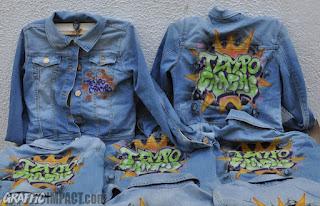 Chaquetas tejanas aerografiadas estilo graffiti para Tempo Cracks