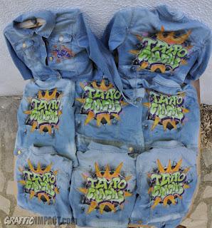 Chaquetas tejanas aerografiadas estilo graffiti para Tempo Cracks