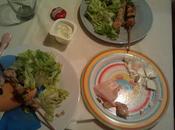 Brochetas pollo lechuga