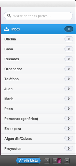 Listas GTD en Wunderlist