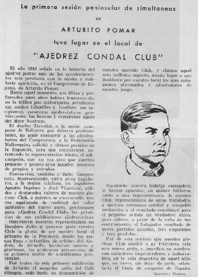 Artículo sobre Arturo Pomar en 1943