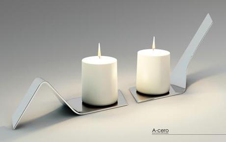 A-cero In Nuevos diseños A-cero In: soportes para velas y bandeja de acero pulido