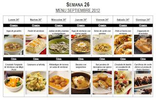 SEMANA 26. Menú mensual Septiembre 2012