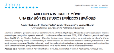 Adicción a Internet y Móvil - Carbonell y col.