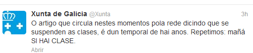 El lunes NO SE SUSPENDEN LAS CLASES en Galicia.