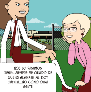 Dibujos; En la Escuela Todos debemos respetarnos!! nos lo pasamos genial.siempre me olvido de que es albina,ni me doy cuenta...no cómo otra gente