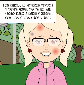 Dibujos; En la Escuela Todos debemos respetarnos!! los chicos le pidieron perdon y desde aquel dia ya no han hecho daño a nadie y juegan con los otros niños y niñas