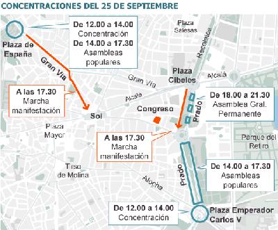 25S, la desobediencia civil mide sus fuerzas rodeando el Congreso