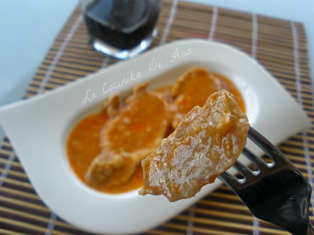 Escalopines de lomo en salsa