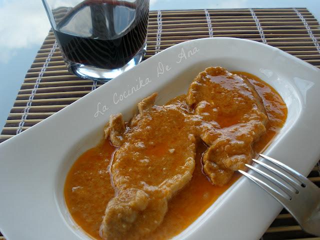 Escalopines de lomo en salsa