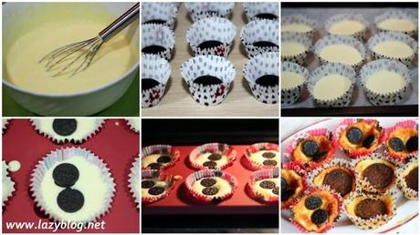 Tartas individuales de queso y galletas Oreo. Deliciosos fracasos