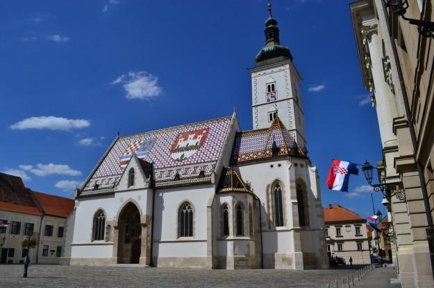 La pintoresca iglesia Saint Mark, Zagreb