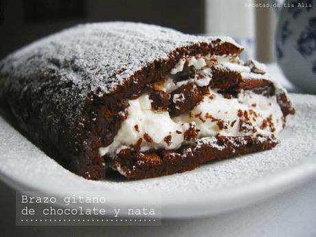 Brazo gitano de chocolate y nata