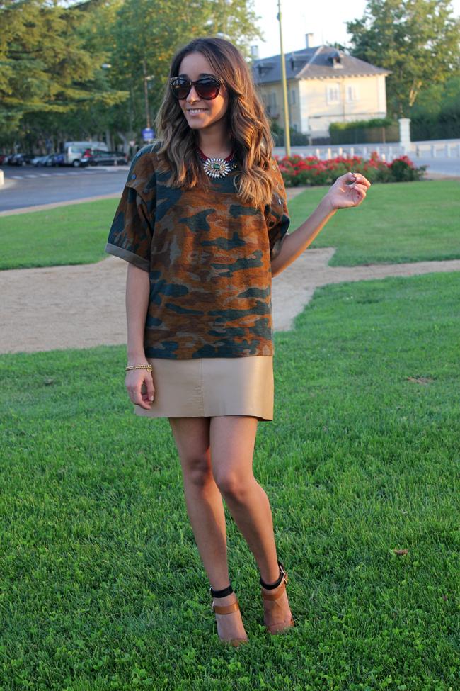 Camo & Leather Skirt