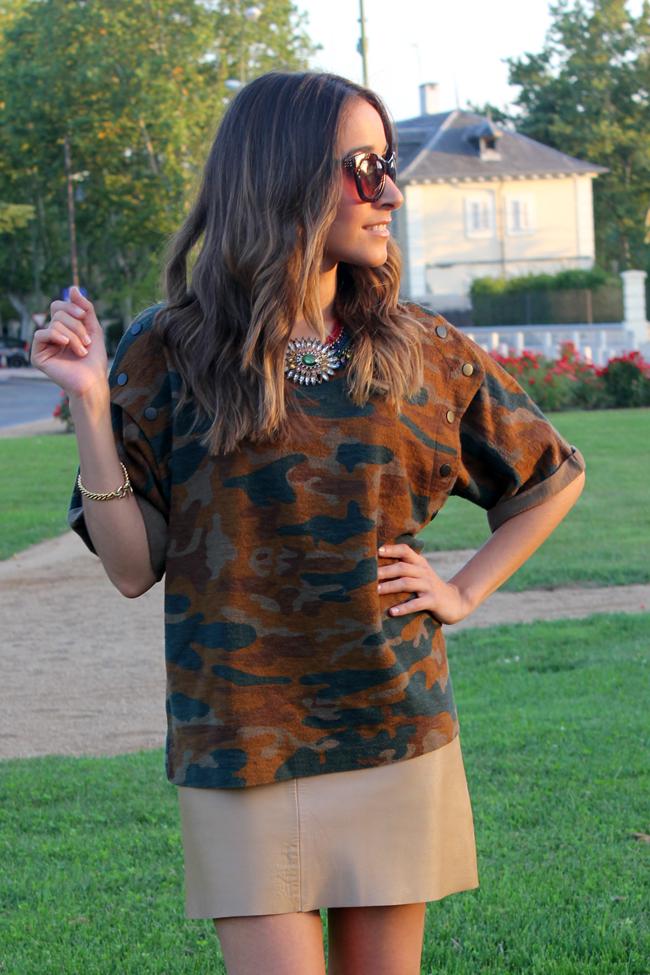Camo & Leather Skirt