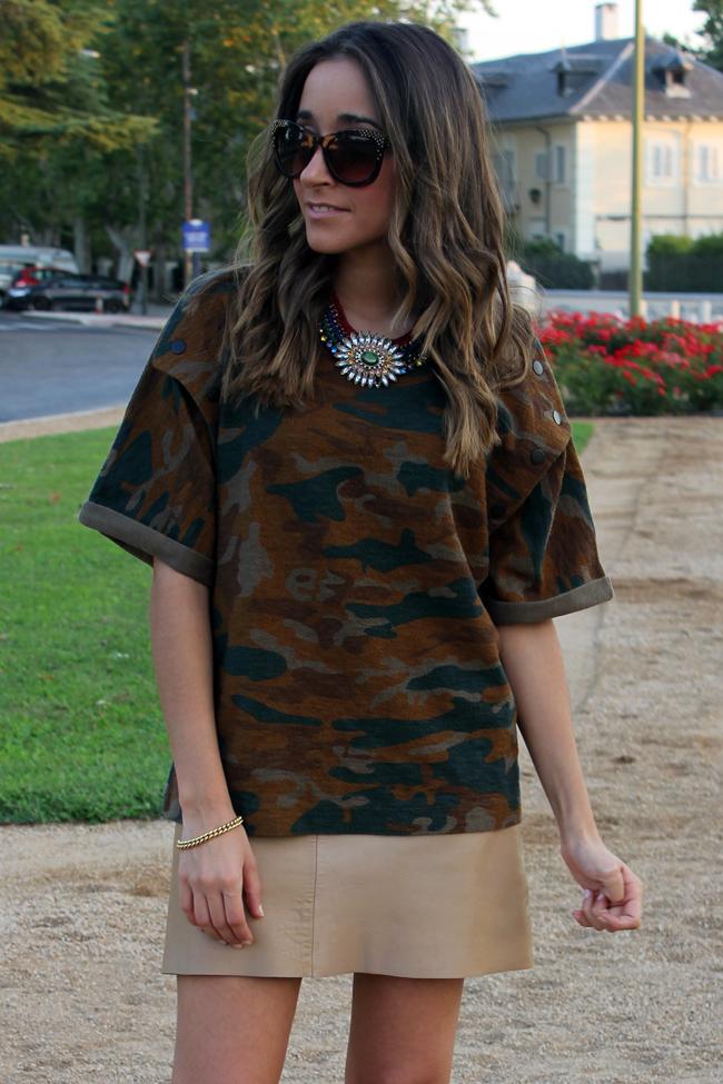 Camo & Leather Skirt