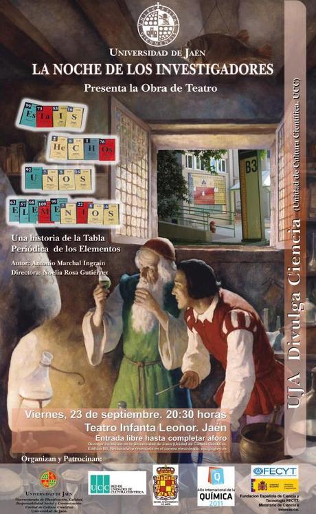 cartel23sept_Jaen_Tetaro El teatro: una manera eficaz de divulgar ciencia. La tabla periódica en la Noche de los Investigadores.