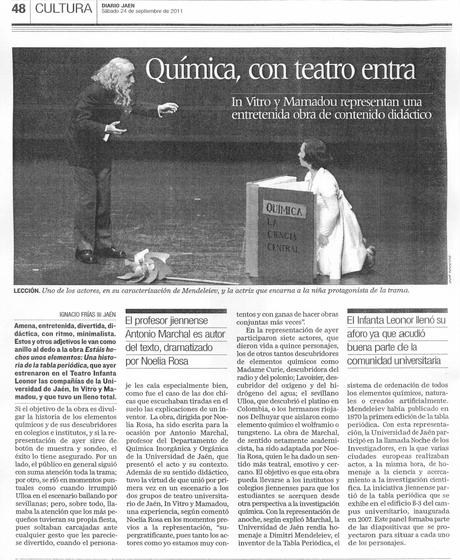 Figura19_DIARIOJAEN El teatro: una manera eficaz de divulgar ciencia. La tabla periódica en la Noche de los Investigadores.