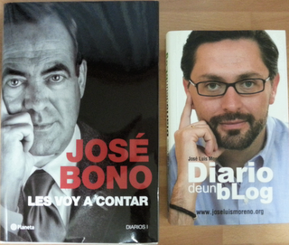 Portada libro José Bono 'Les voy a contar' vs libro José Luis Moreno 'Diario de un Blog'.