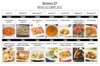 SEMANA 27. Menú mensual Octubre 2012