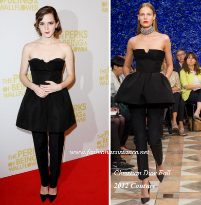 Emma Watson, vestido con pantalón de Dior Alta Costura