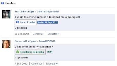 Pruebas en Edmodo