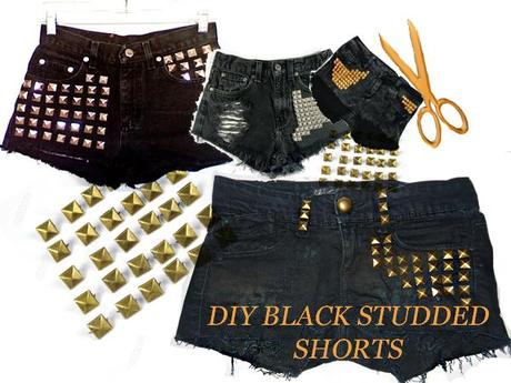 DIY | BLACK STUDDED SHORTS