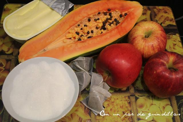 Terrina de papaya al té verde y salsa de maíz dulce