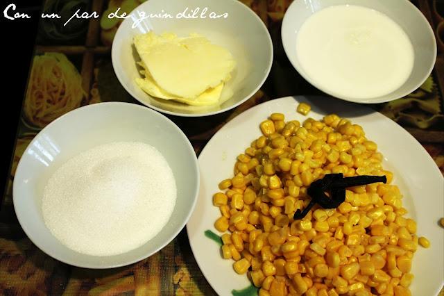 Terrina de papaya al té verde y salsa de maíz dulce